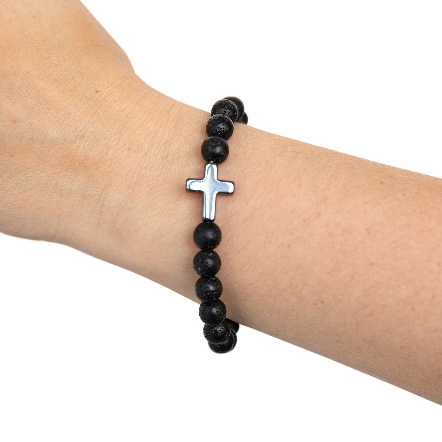 D.N.A. Christian Volcanic Cross Bead Bracelet