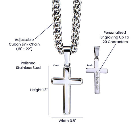 D.N.A. Personalized/Custom Steel Cross Necklace