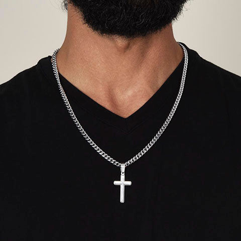 D.N.A. Personalized/Custom Steel Cross Necklace